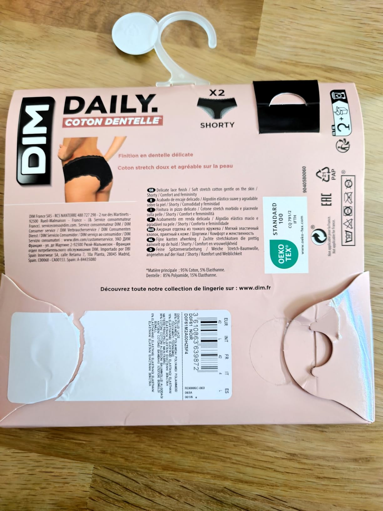 DIM Daily Cotone Pizzo shorty donna set 2 pezzi traspirante
