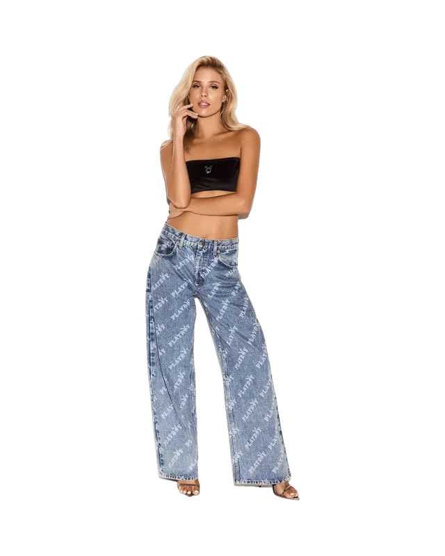 Playboy Skater jeans vita bassa Medium Wash denim