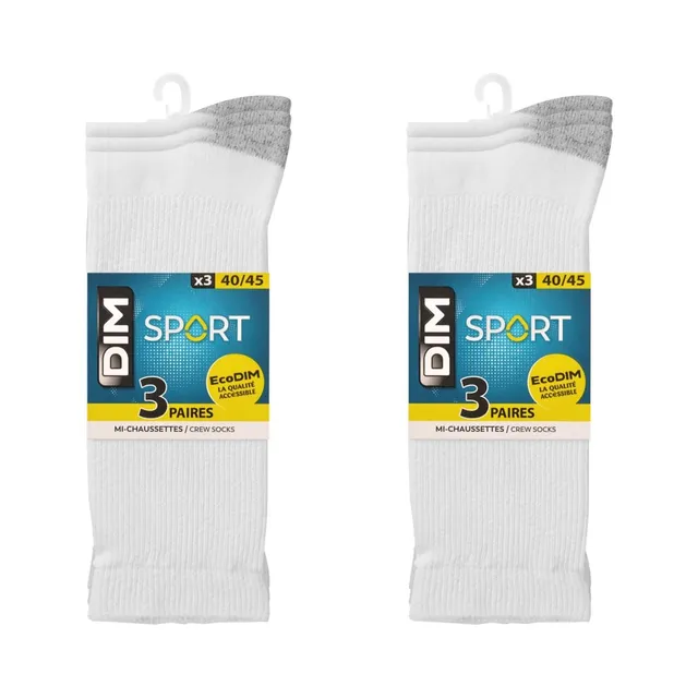 DIM Ecodim Sport Calzini Uomo 40-45 x6 Bianchi Antiurto