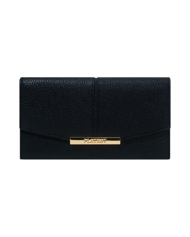 Playboy Trifold Wallet portafoglio pelle nero oro