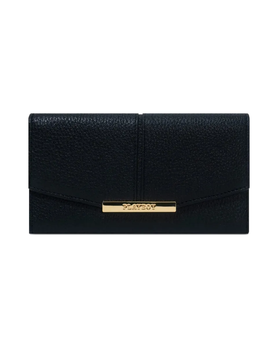 Playboy Trifold Wallet portafoglio pelle nero oro