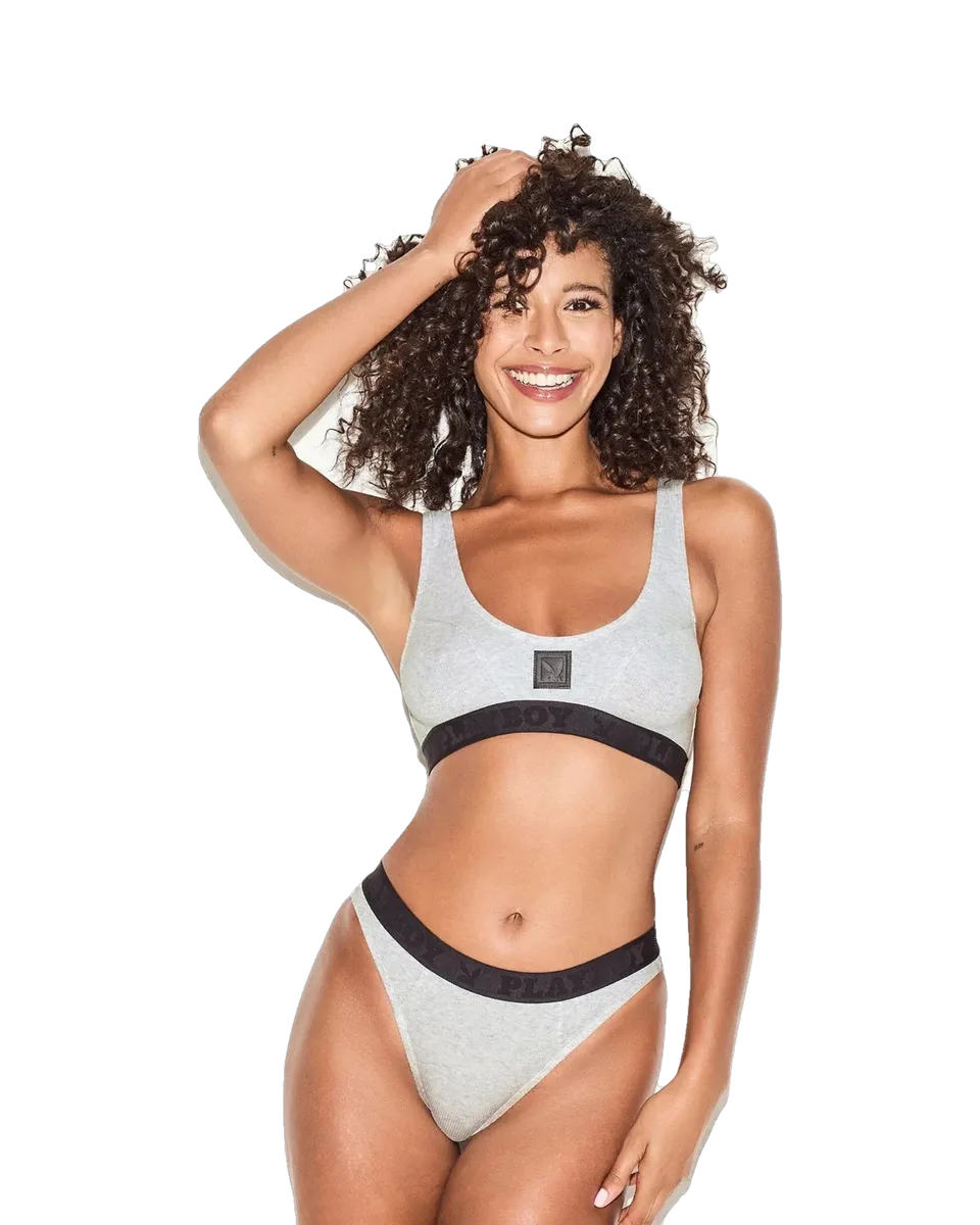 Playboy Essentials Rib Brief slip grigio modal