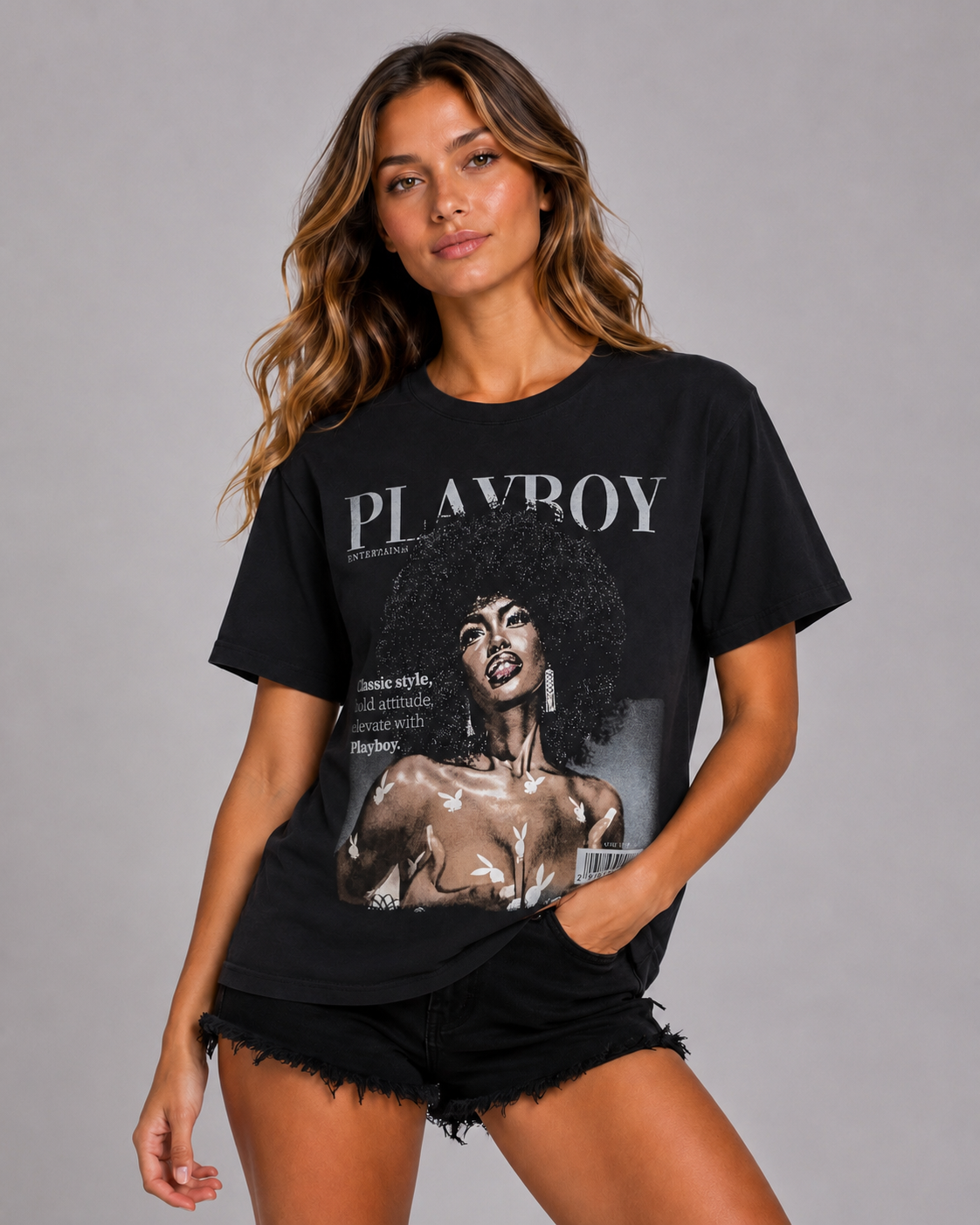 Playboy Class Tee T-Shirt Unisex Cotone Nero