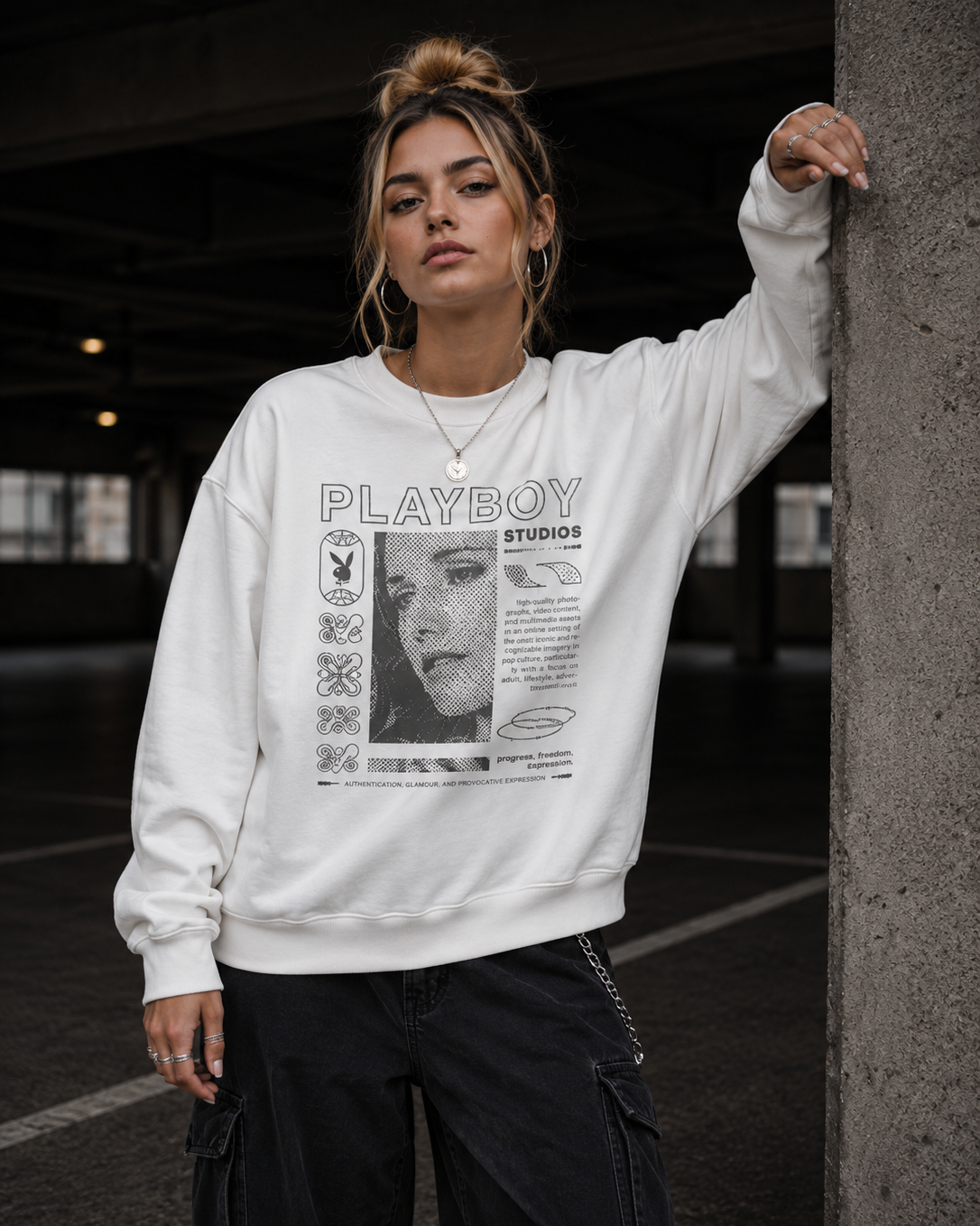 Playboy Freedom felpa girocollo boxy unisex cotone