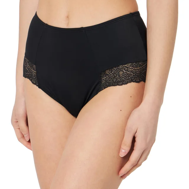 DIM EcoDim Slip Vita Alta Donna XXL Nero Cotone Pizzo