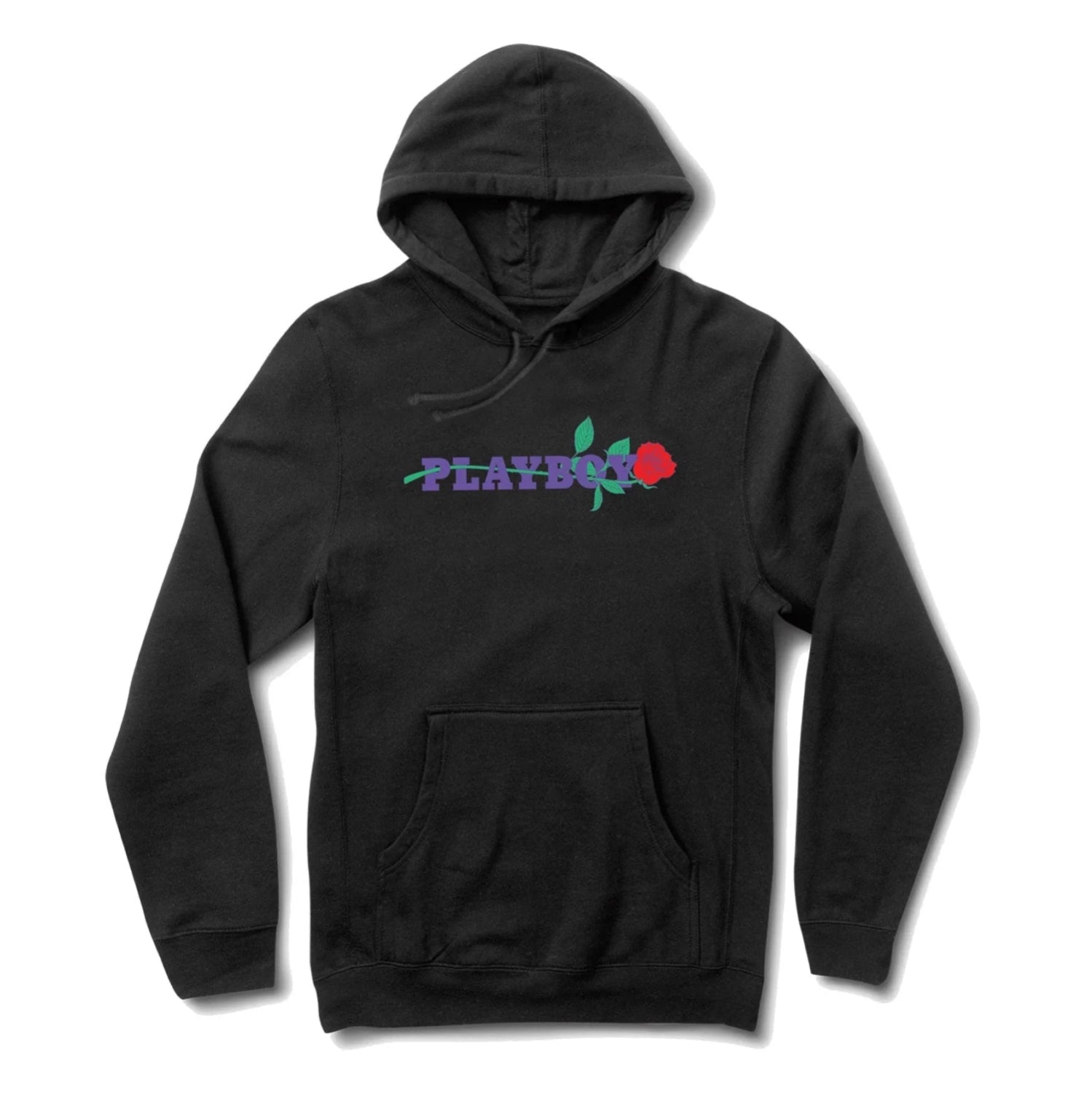 Playboy Rose Felpa con Cappuccio Unisex Nera Grafica Rosa