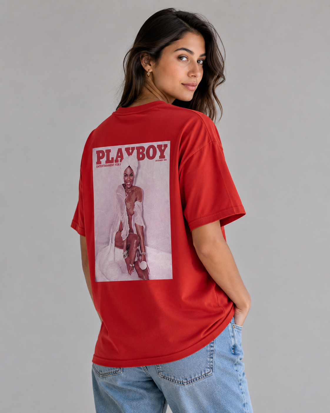 Playboy Eugena Cover t-shirt rossa cotone stampa retro