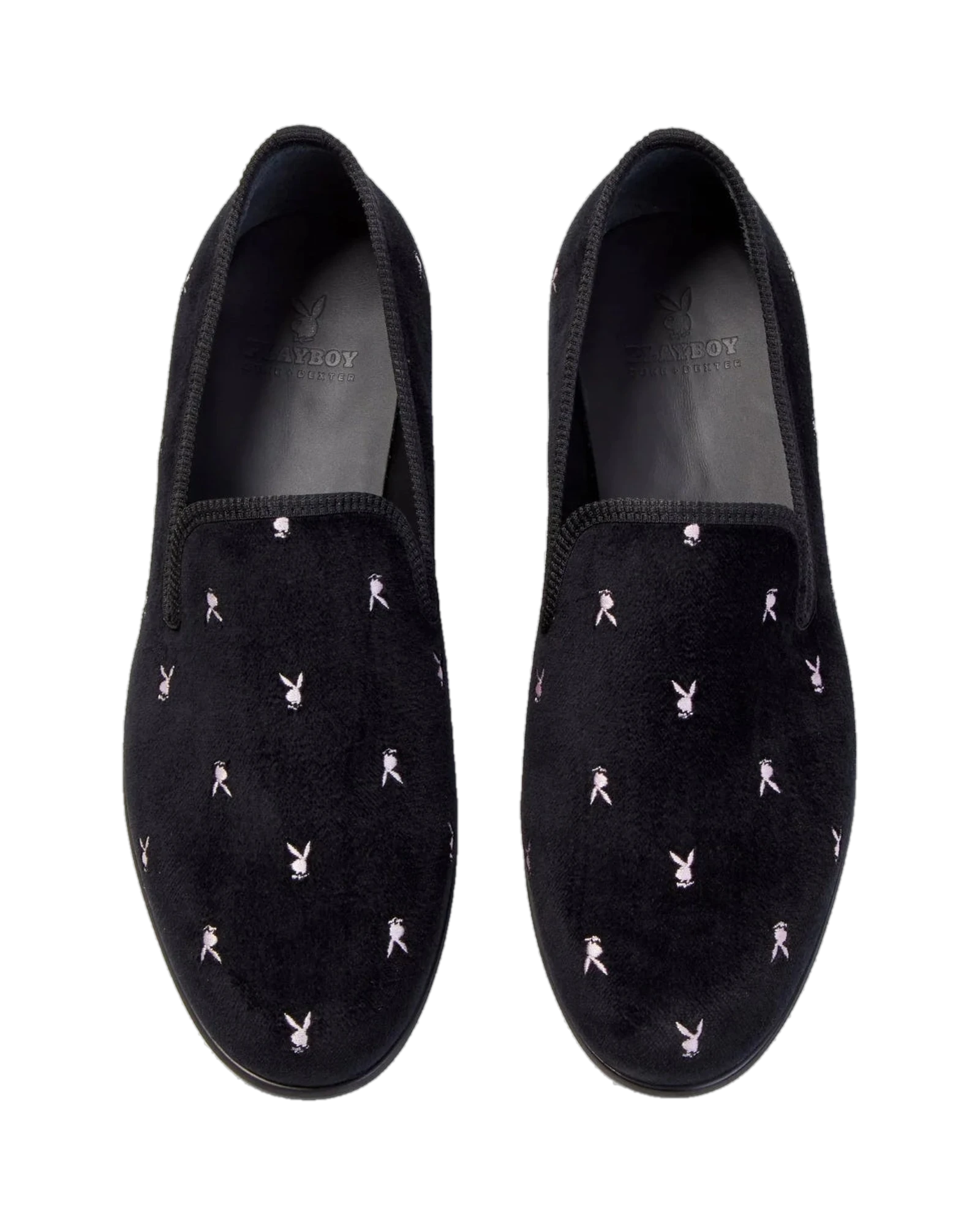 Playboy Duke + Dexter Velvet Mini Rabbit Head mocassini velluto neri