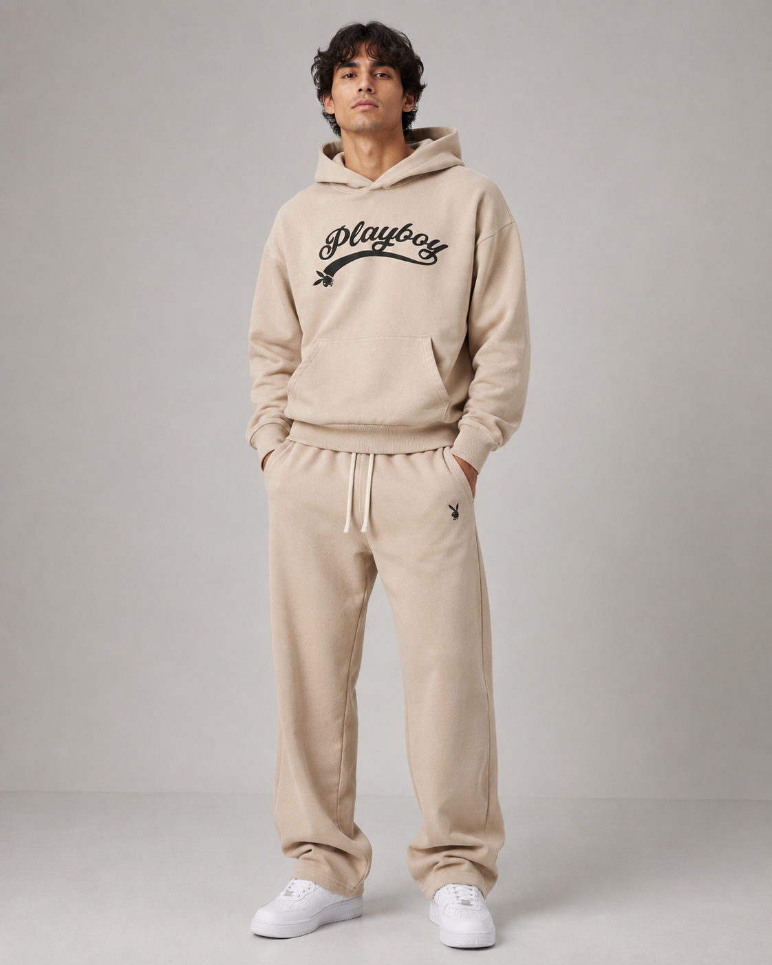 Playboy Logo Set tuta azzurra felpa e joggers unisex