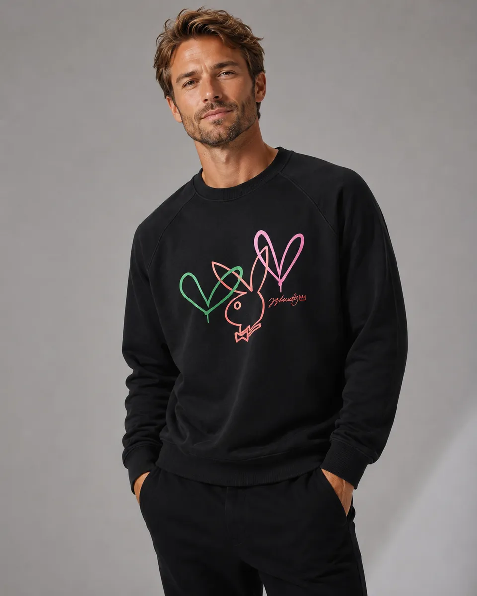 Playboy JGC Love Bunny felpa unisex nera french terry