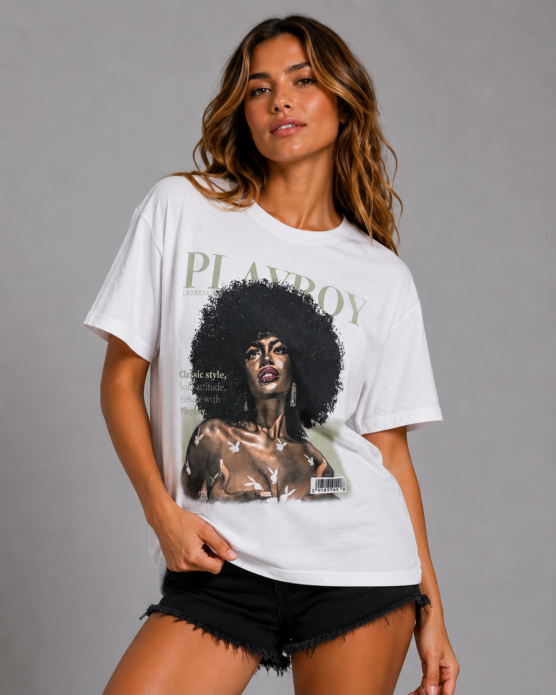 Playboy Class Tee T-Shirt Unisex Cotone Nero