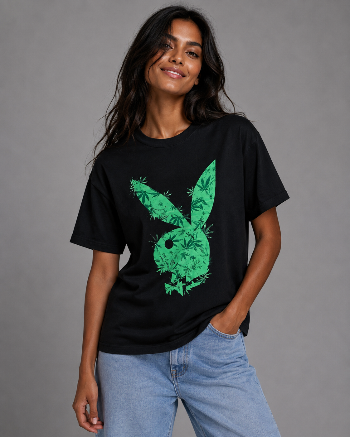 Playboy High Bunny Tee t-shirt nera cotone