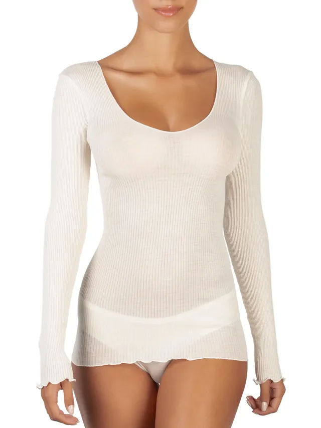 Egi 1493 maglia donna lana seta manica lunga S-M bianco