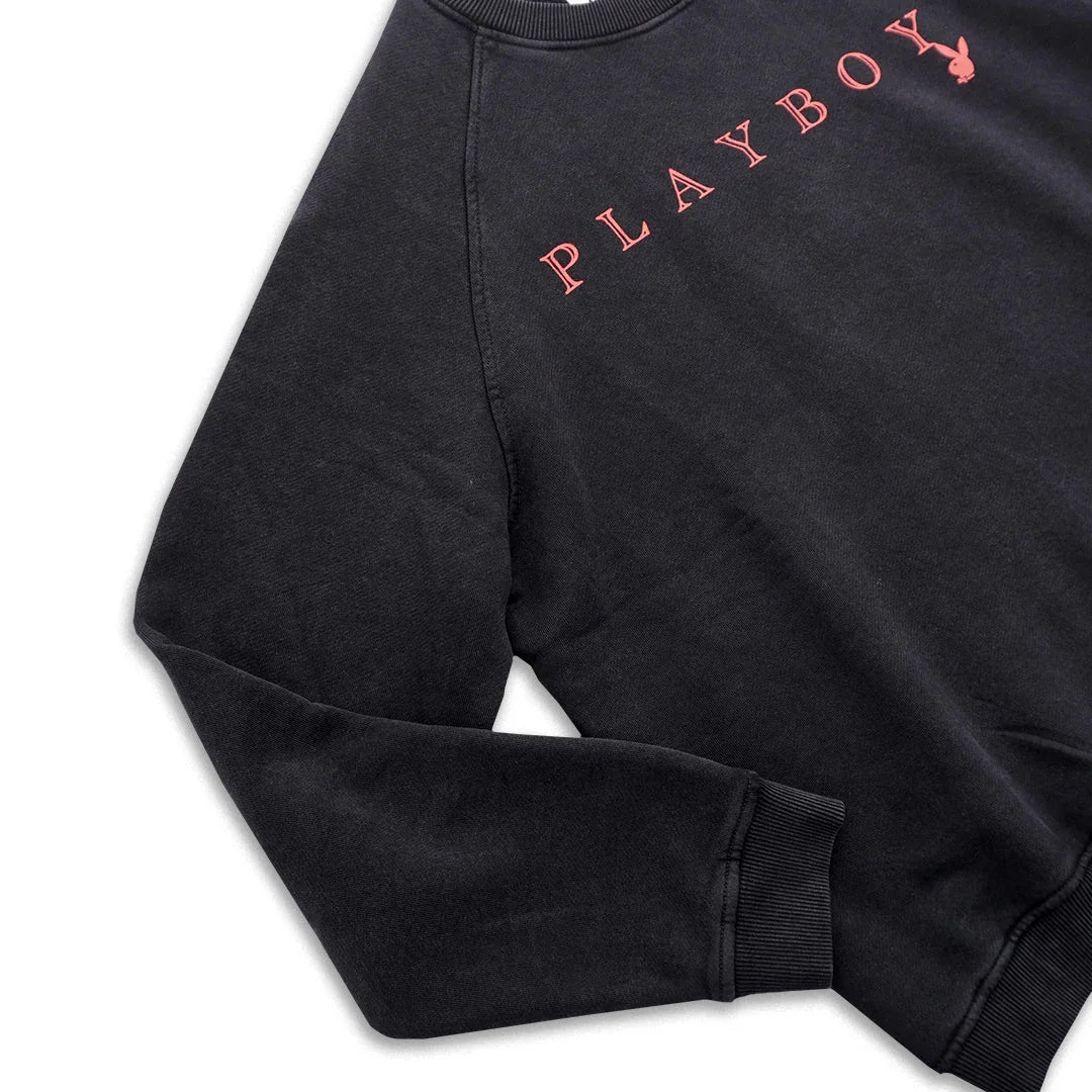 Playboy Deck felpa girocollo nera boxy cotone