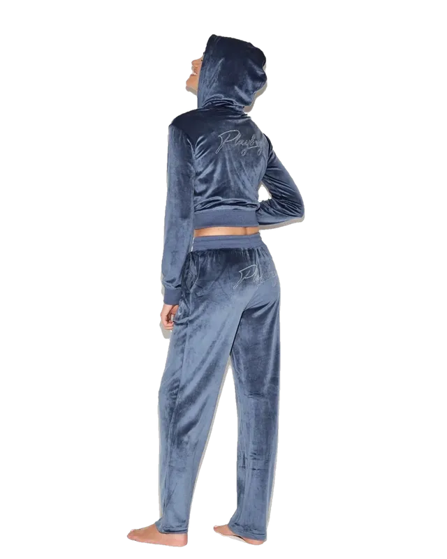 Playboy Velour pantaloni donna ciniglia con strass