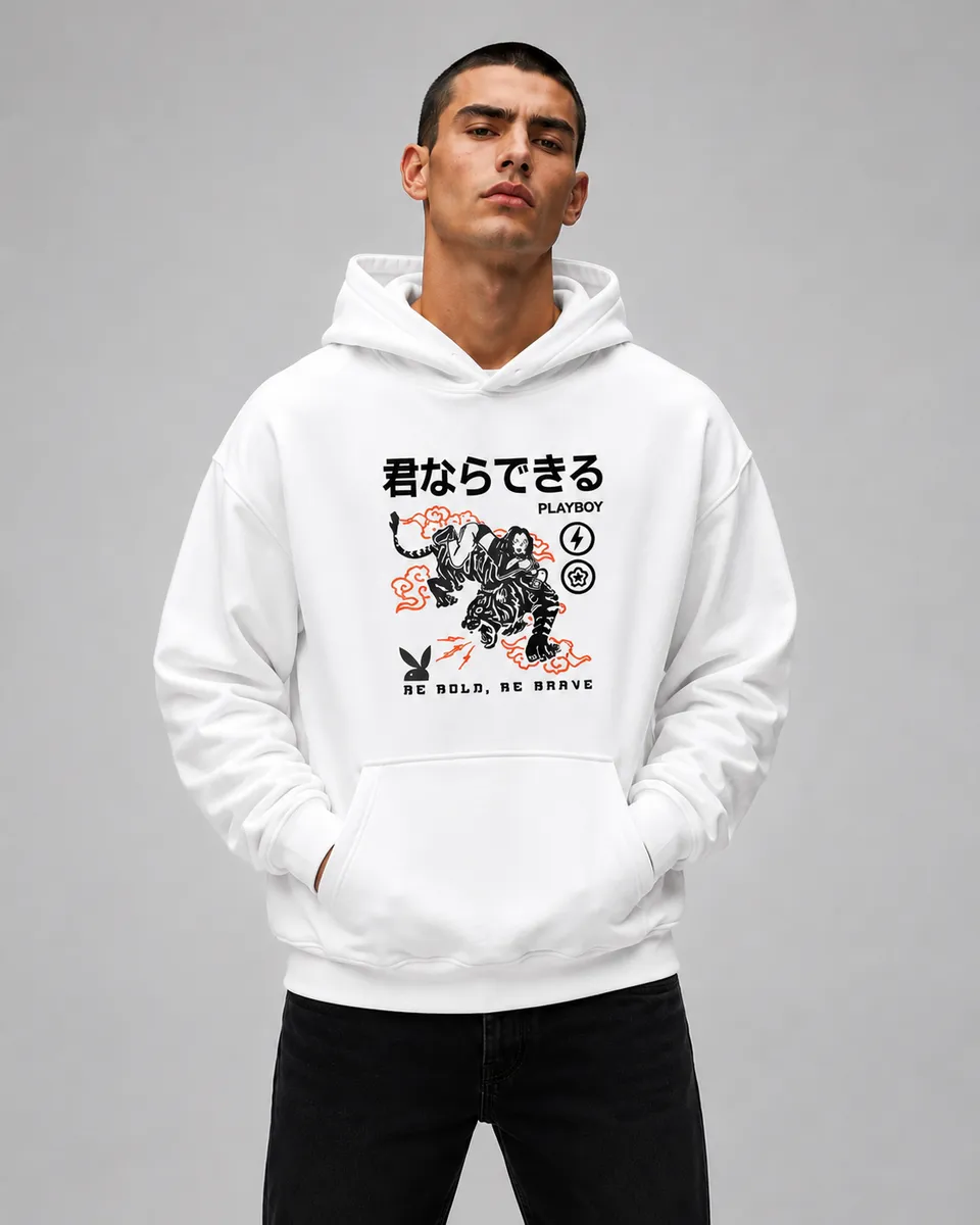Playboy Be Bold Hoodie Felpa Cappuccio Cotone Nera