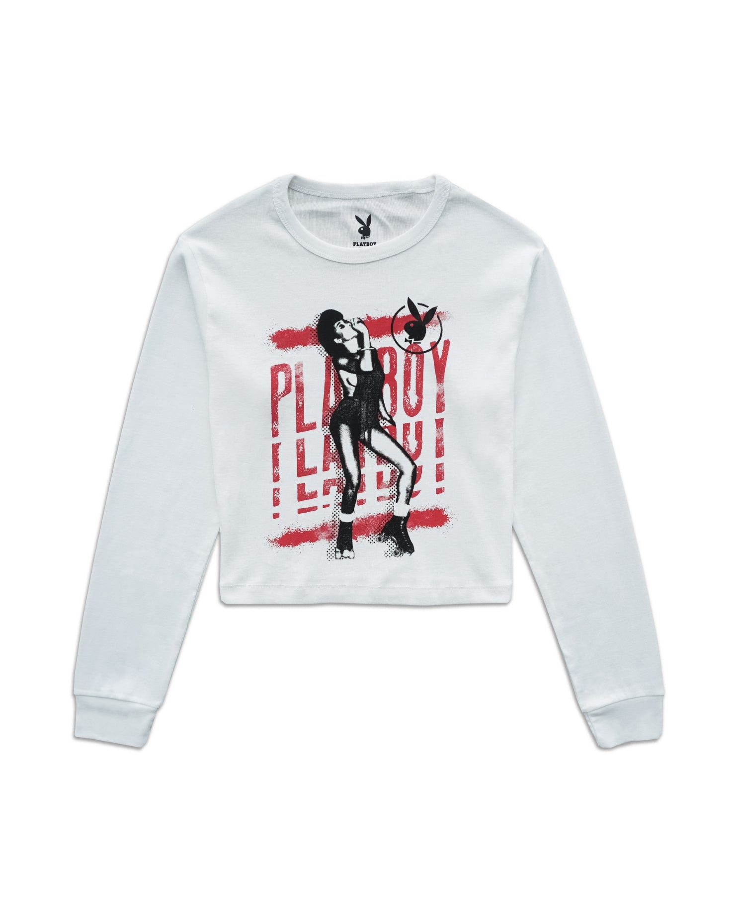 Playboy Roller Crop maglia manica lunga bianca M