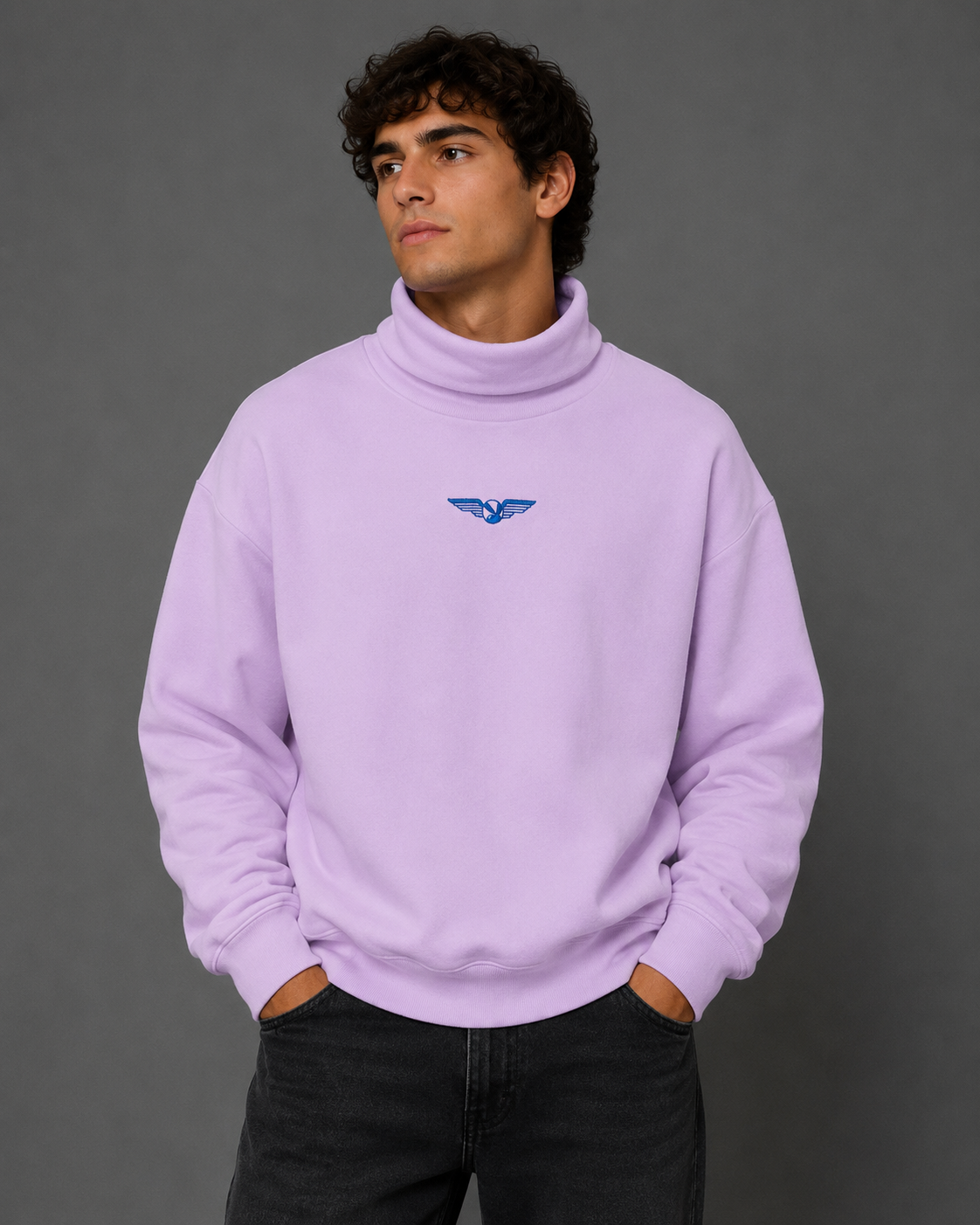 Playboy Aviation Wings felpa collo alto senape cotone
