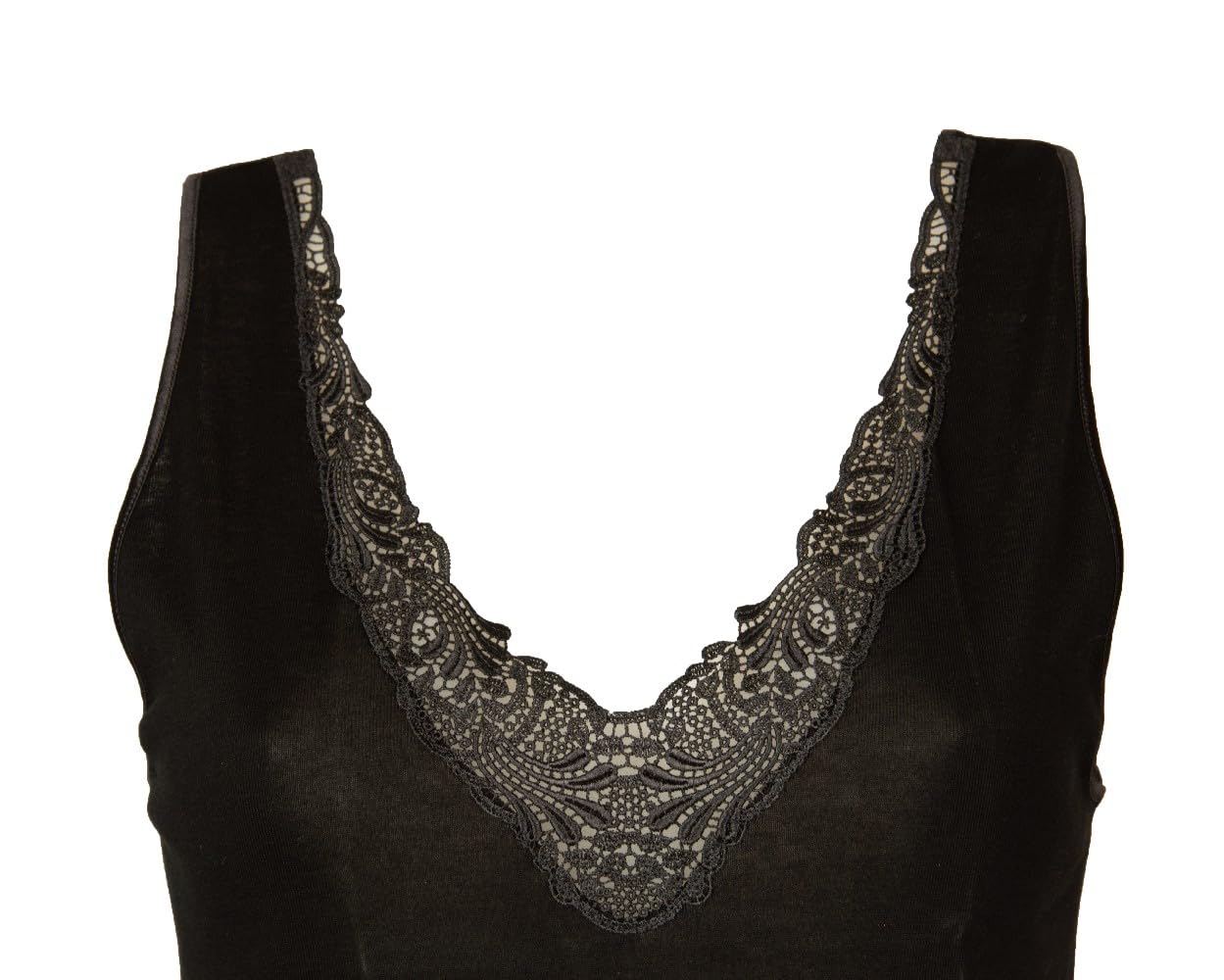 Egi 124SL Camiciola Spalla Larga Donna Nero Pizzo