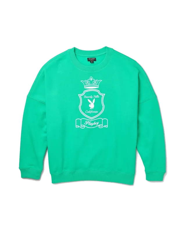 Playboy Bunny Hills felpa donna verde girocollo