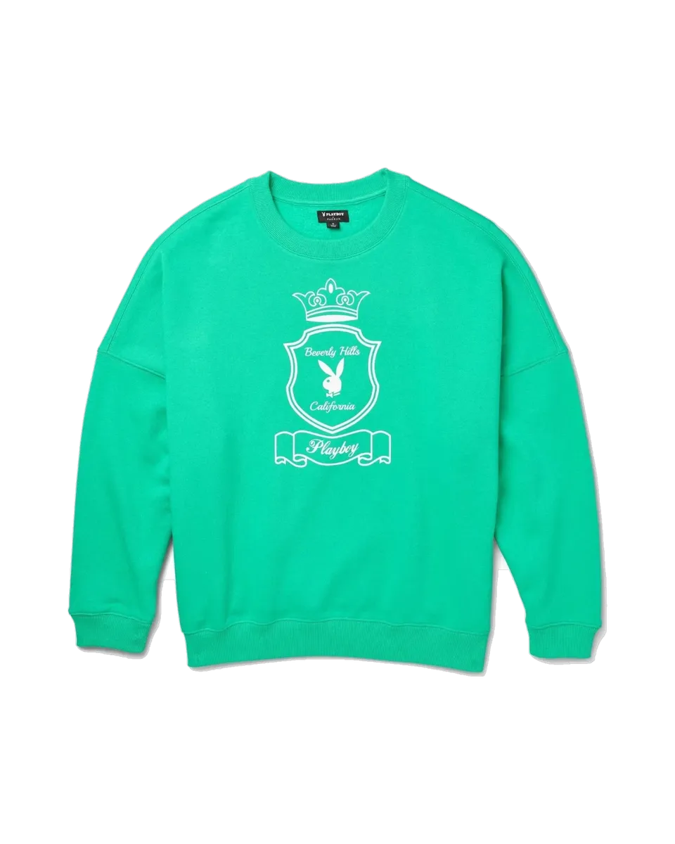 Playboy Bunny Hills felpa donna verde girocollo
