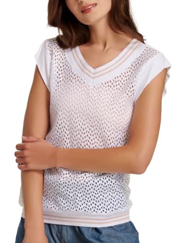 Egi 5005 canotta donna cotone scollo V Rosa traforata