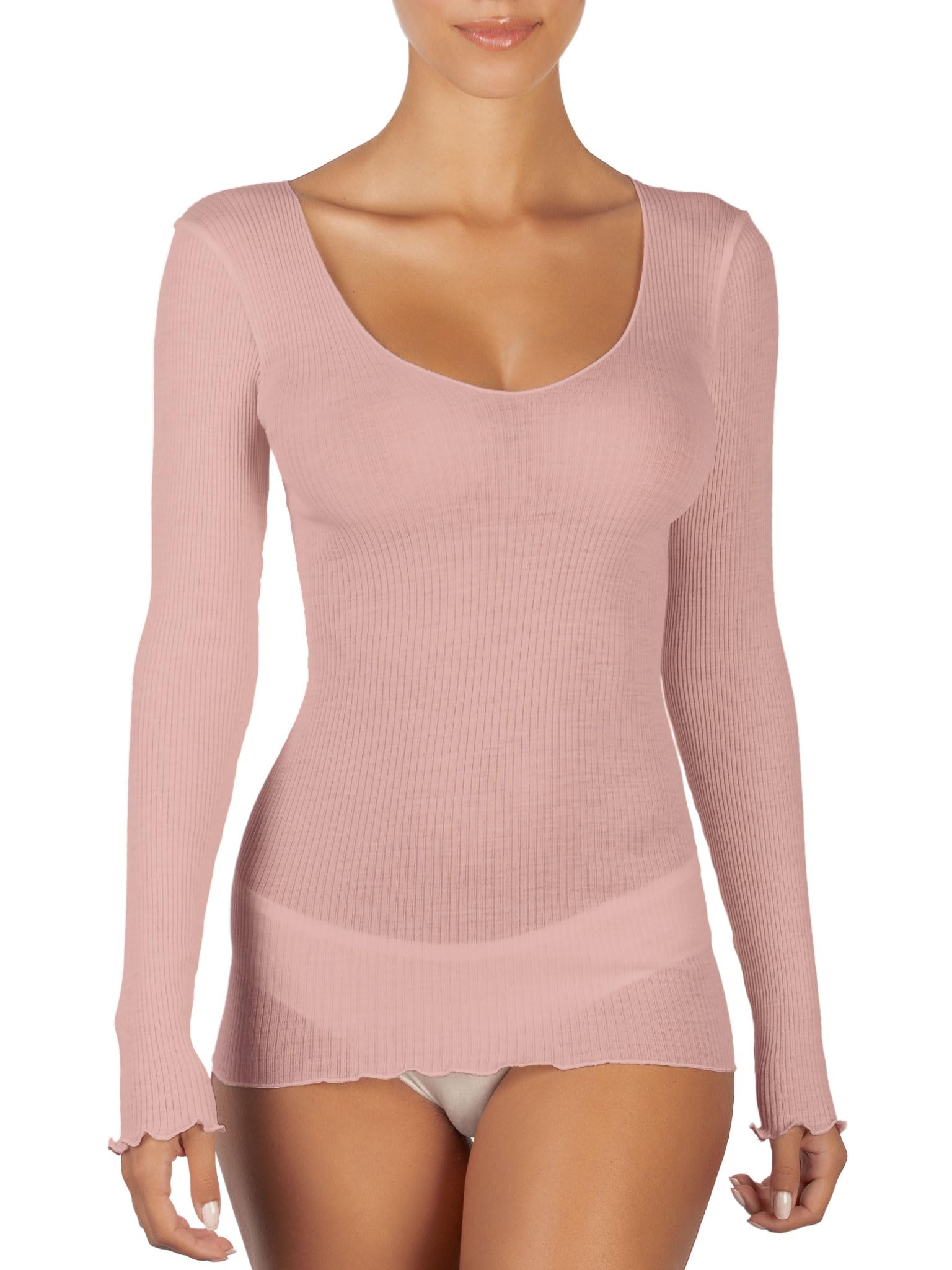 Egi 1493 maglia donna lana seta manica lunga S-M bianco