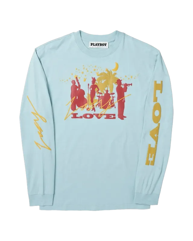 Playboy Lazy Love maglia uomo maniche lunghe azzurra