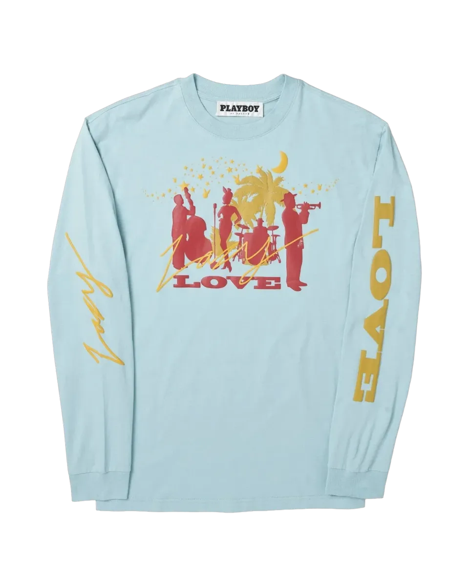 Playboy Lazy Love maglia uomo maniche lunghe azzurra