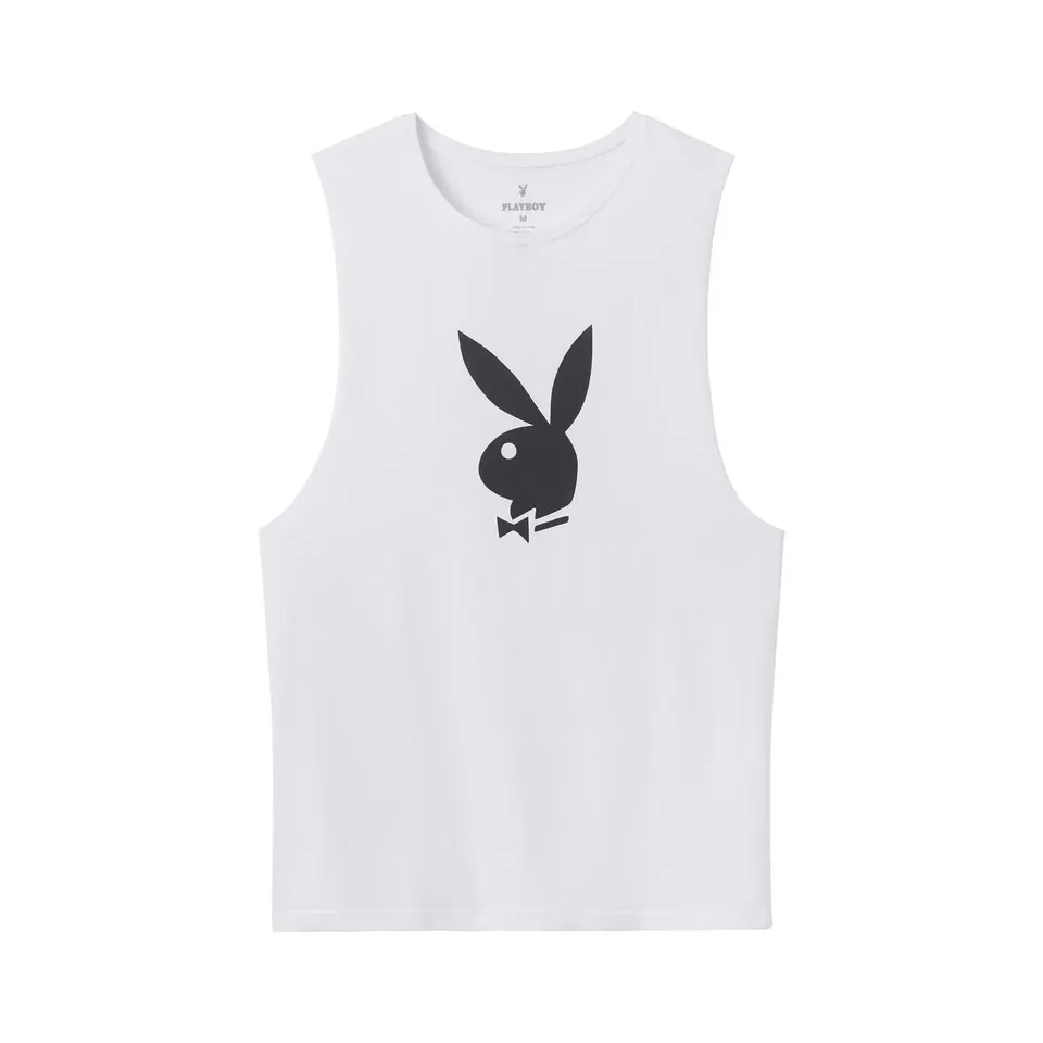 Playboy Rabbit Head canotta cotone bianca leggera