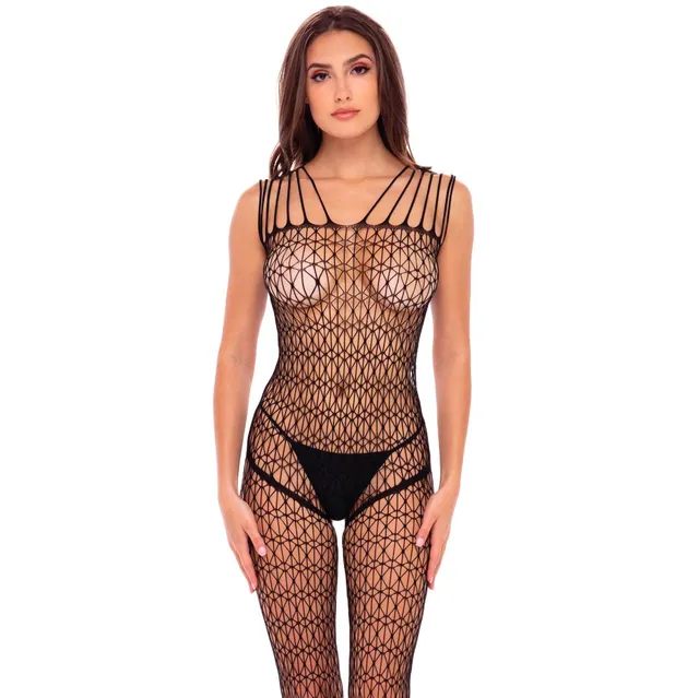 René Rofé Neo Geo bodystocking nero one size rete