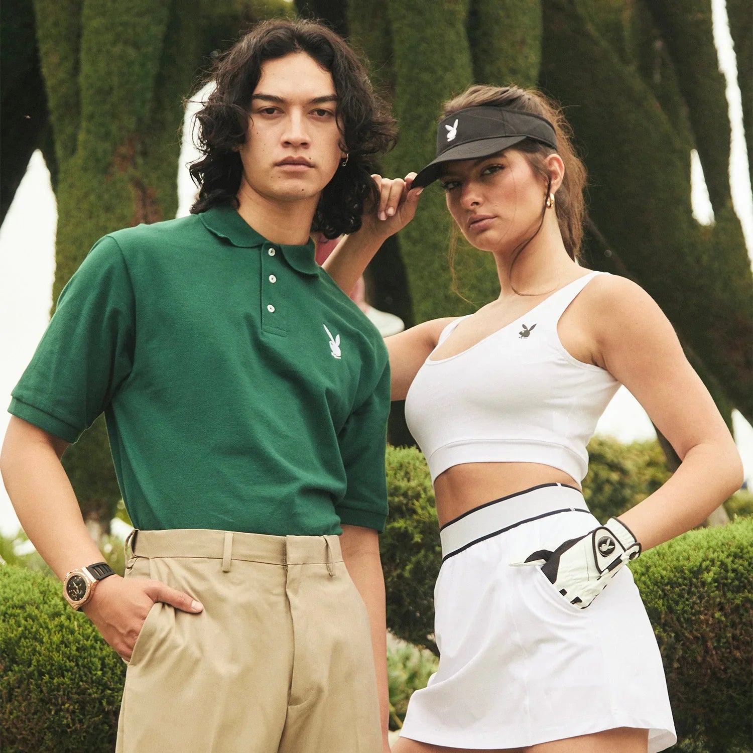 Playboy Golf guanto pelle cabretta bianco touchscreen