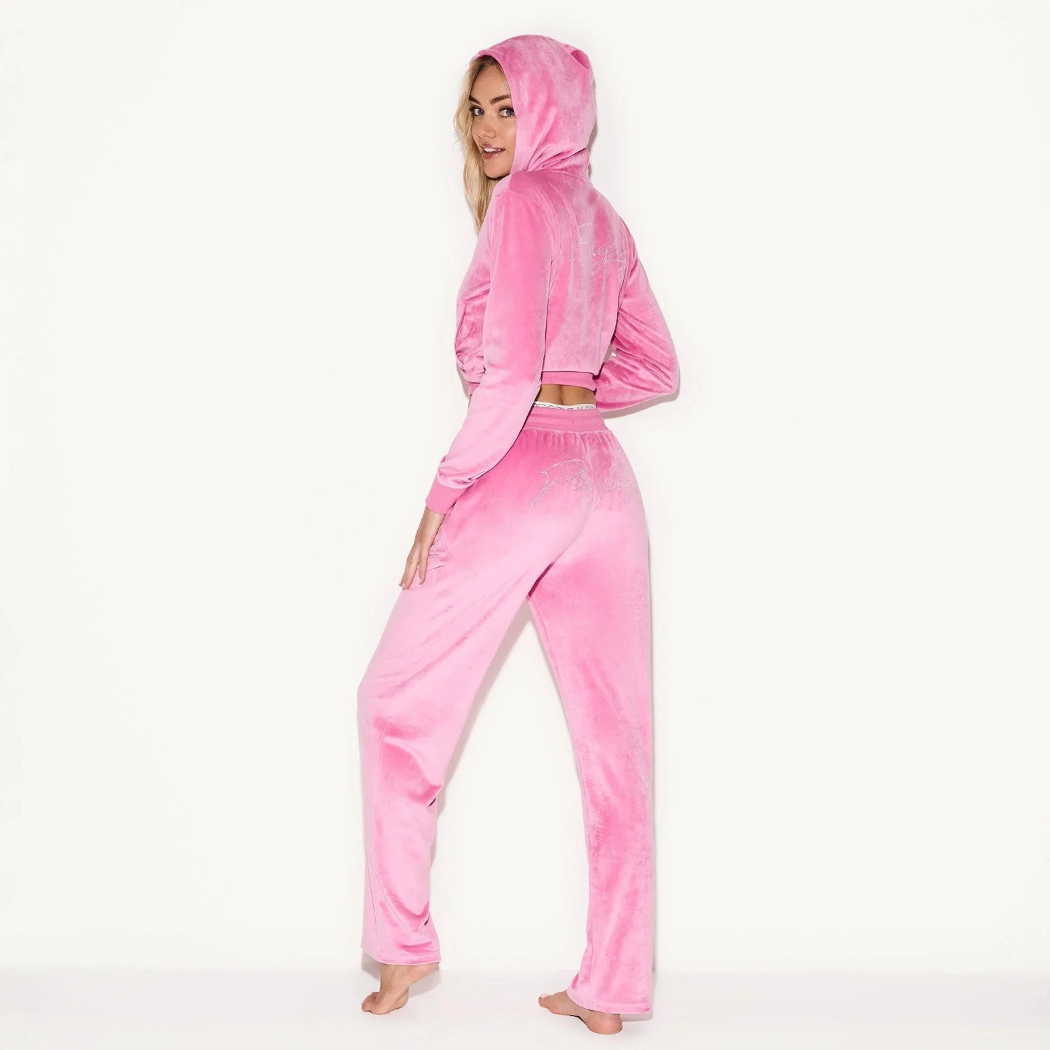 Playboy Velour pantaloni donna ciniglia con strass