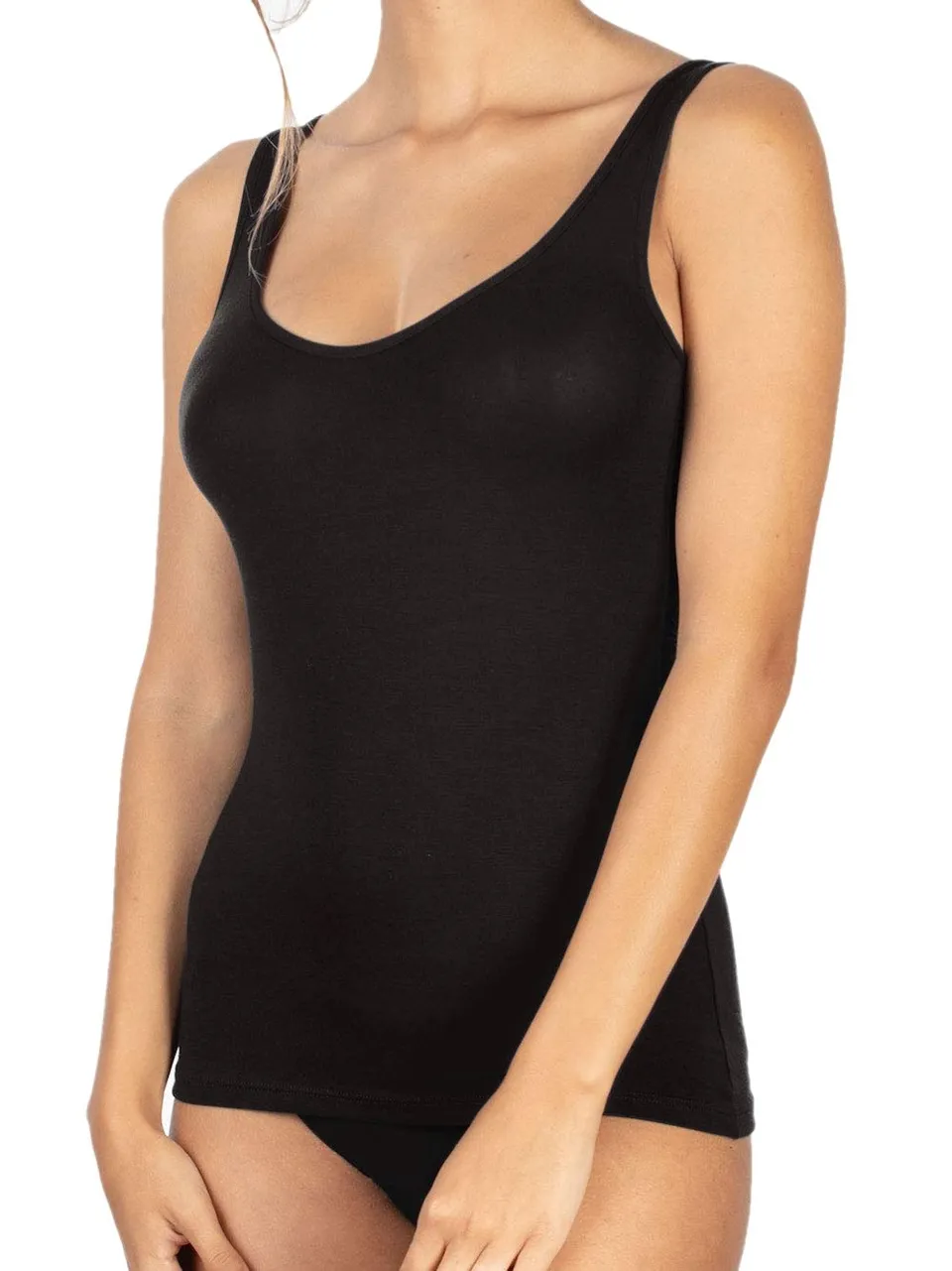 Egi Canotta Top Donna Spallina Larga Nero S Cotone Modal