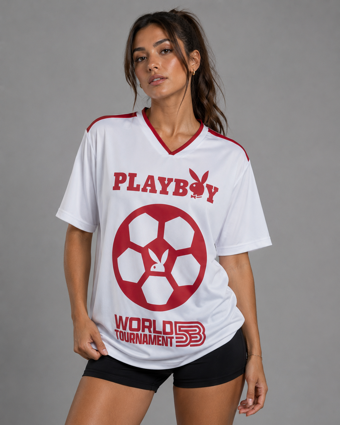 Playboy World Tournament Jersey maglia calcio bianca rossa