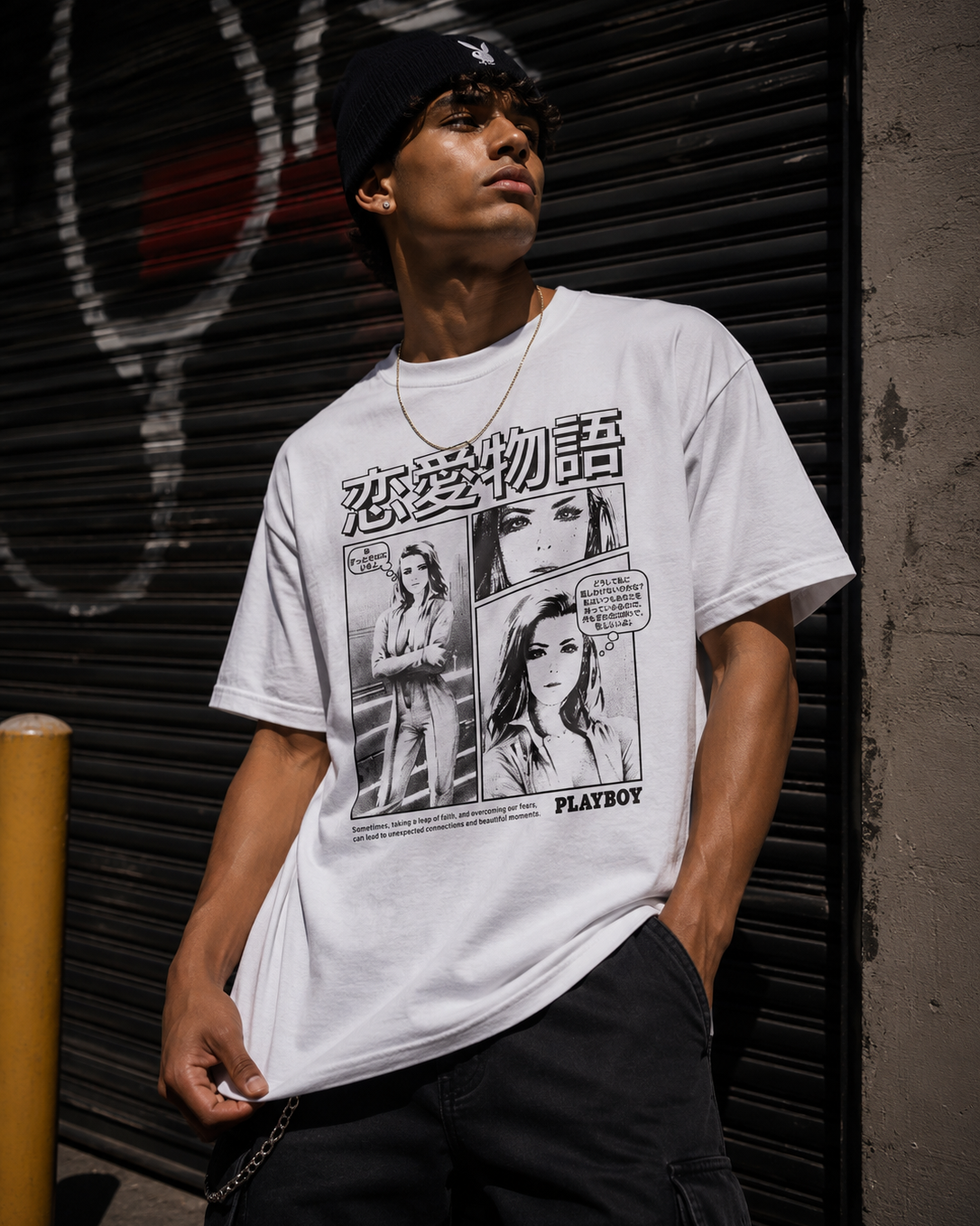 Playboy Love Story t-shirt nera cotone unisex