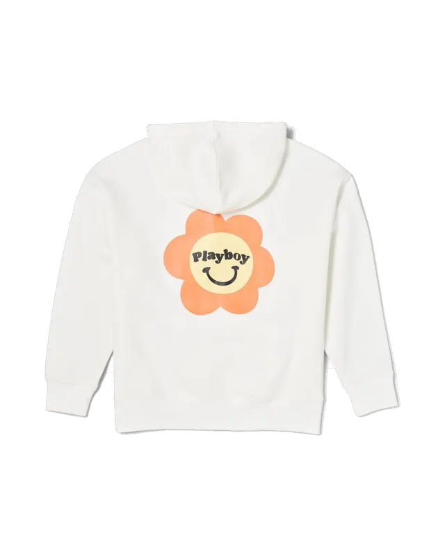 Playboy Camper felpa donna cappuccio bianca oversize