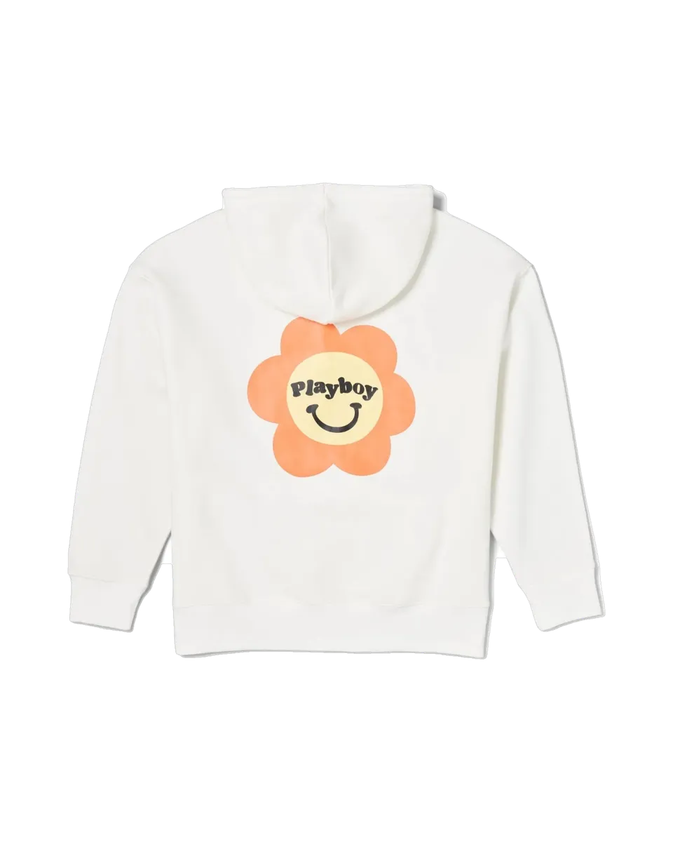 Playboy Camper felpa donna cappuccio bianca oversize