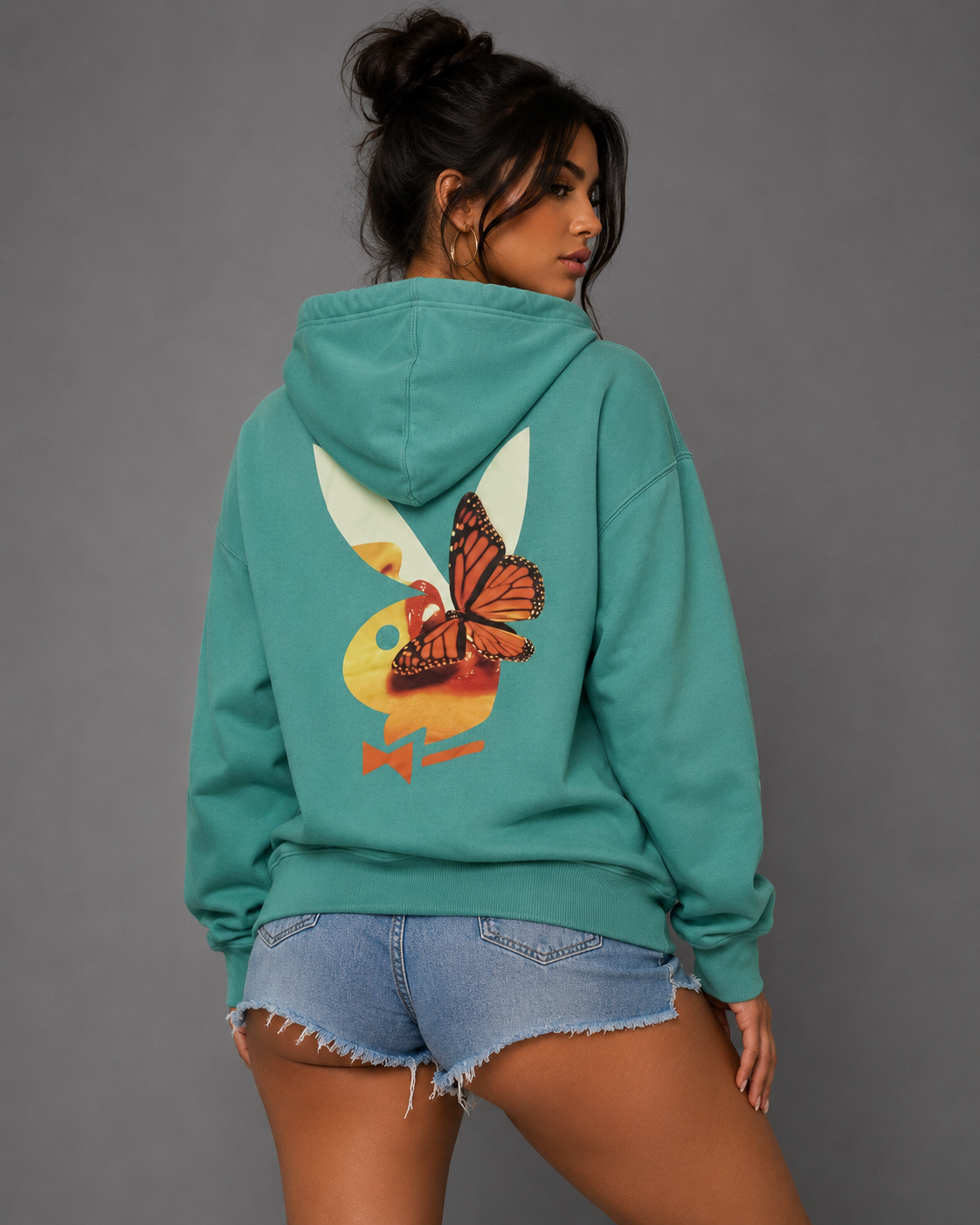 Playboy Dreams felpa cappuccio verde salvia cotone
