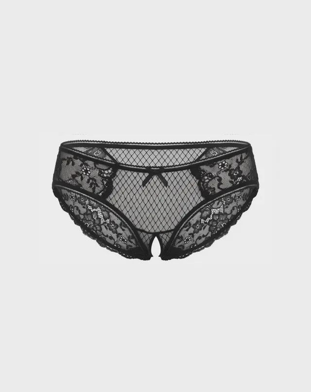 René Rofé Surrender Crotchless slip nero S/M pizzo