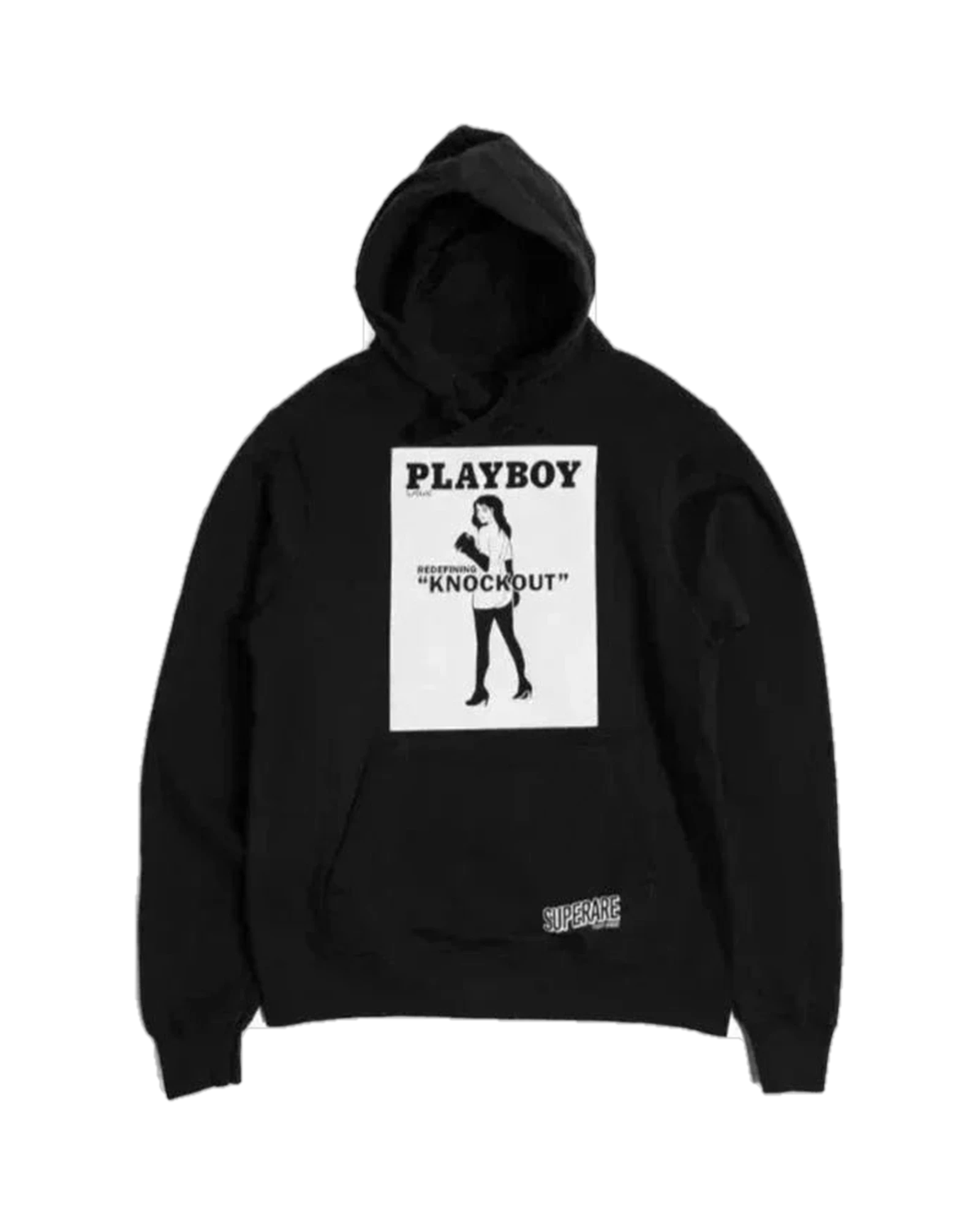 Playboy Knockout Felpa con Cappuccio Nera in Cotone