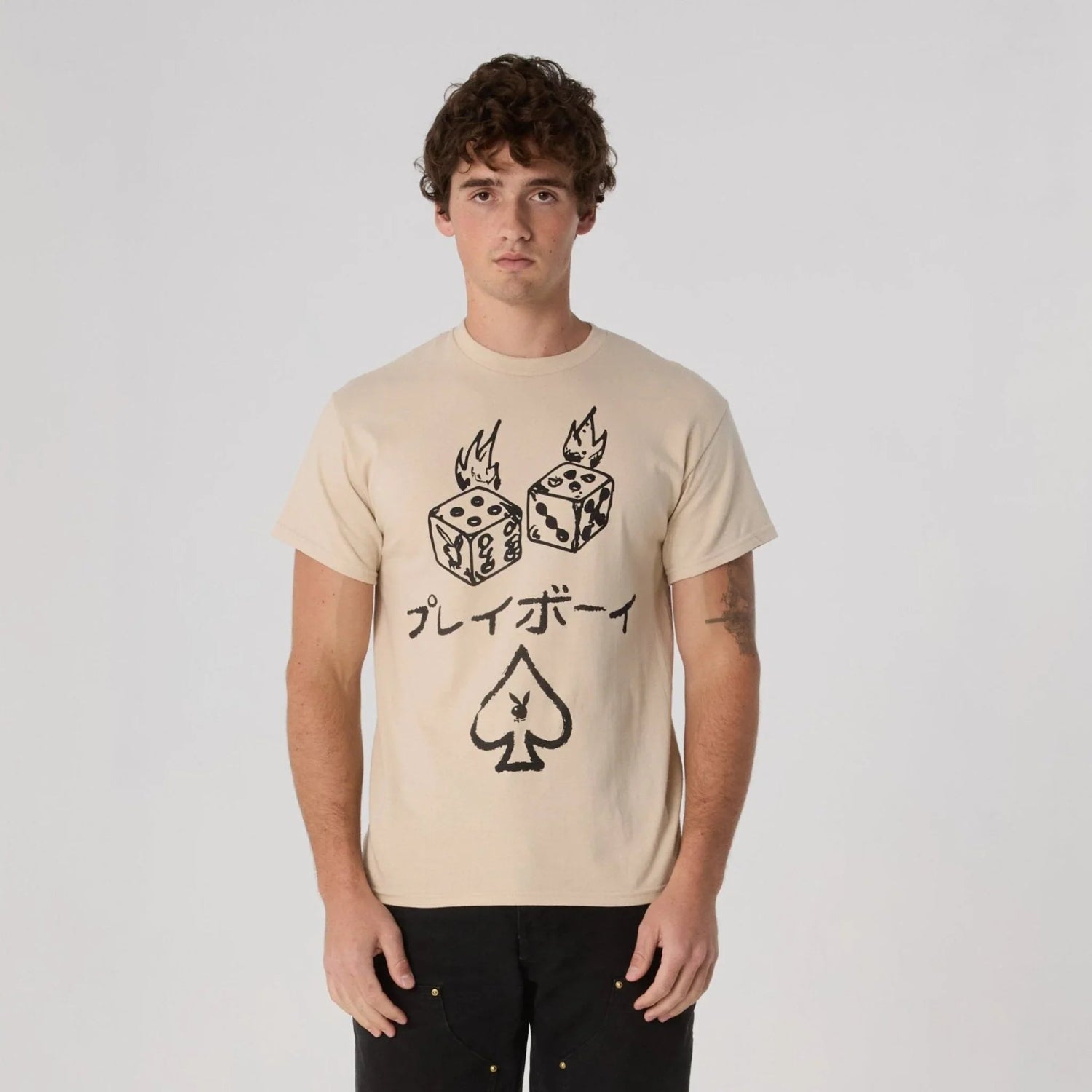 Playboy Stacked Tee t-shirt sabbia cotone