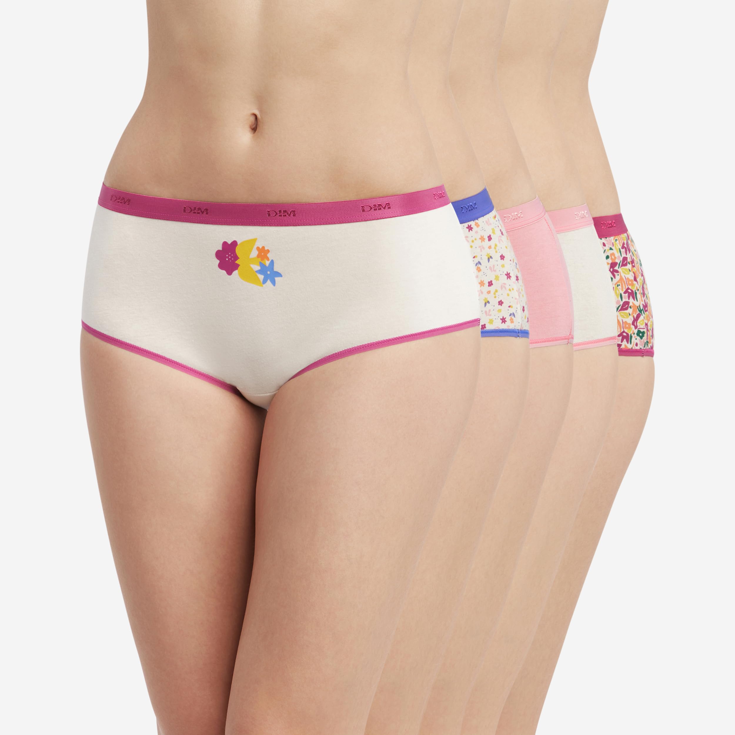 Dim Les Pockets Coton boxer x5 Fleurs Pop cotone