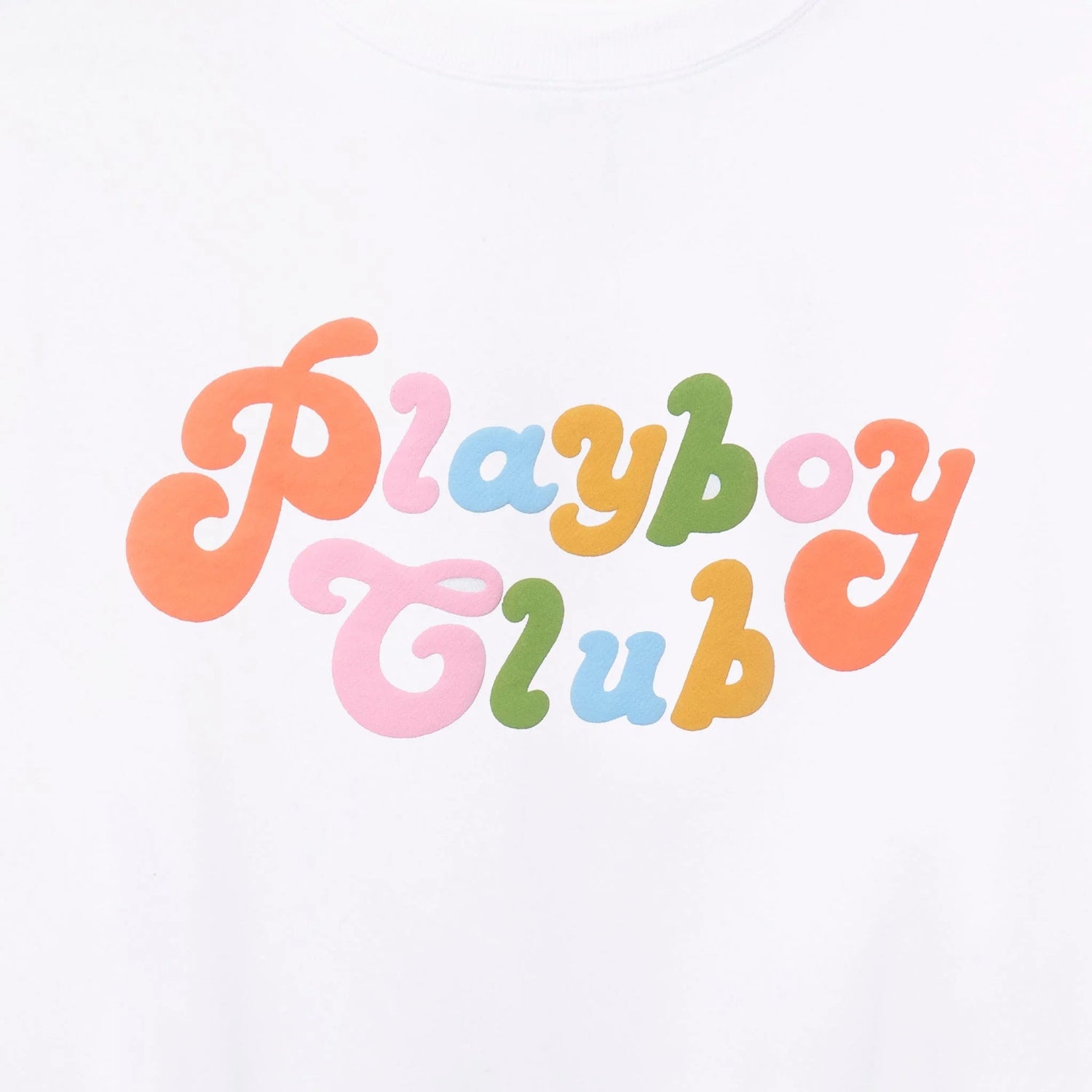 Playboy Club Rainbow Crewneck felpa bianca girocollo