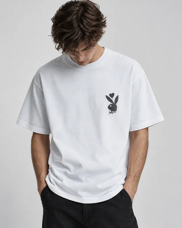 Playboy First Love t-shirt cotone bianca unisex