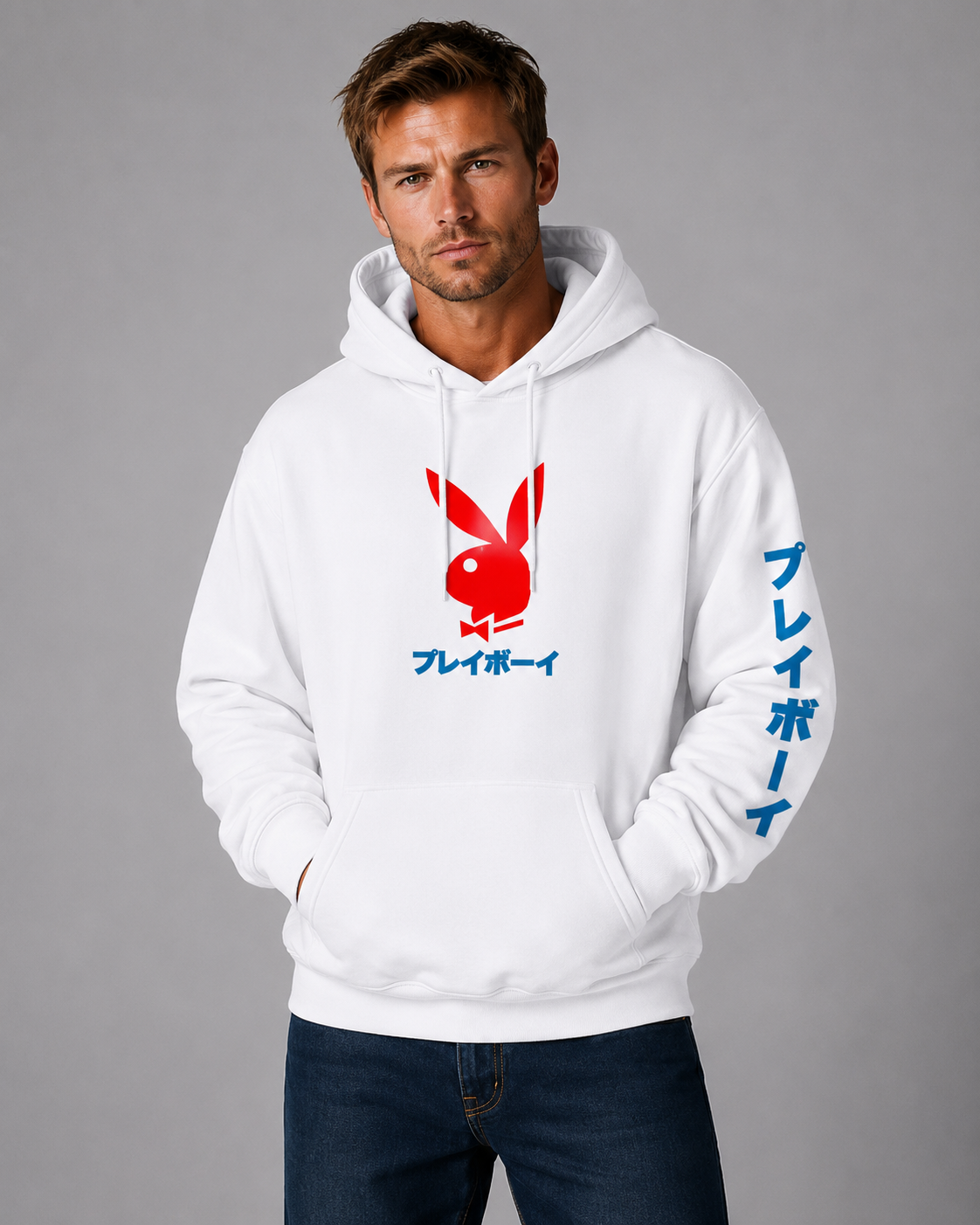 Playboy Japanese Rabbit Head Felpa con Cappuccio grafica