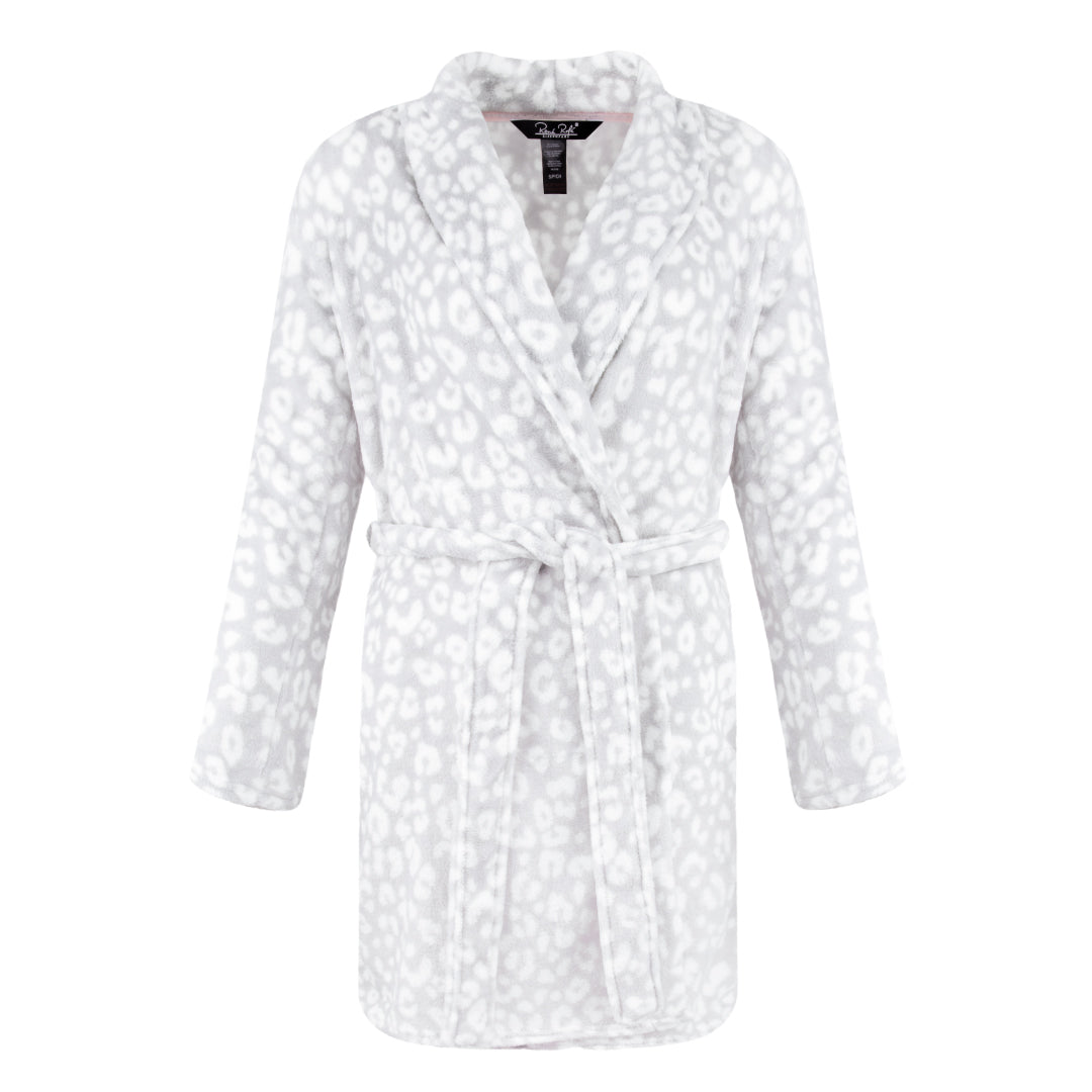 René Rofé vestaglia pile 91 cm leopardata grigia