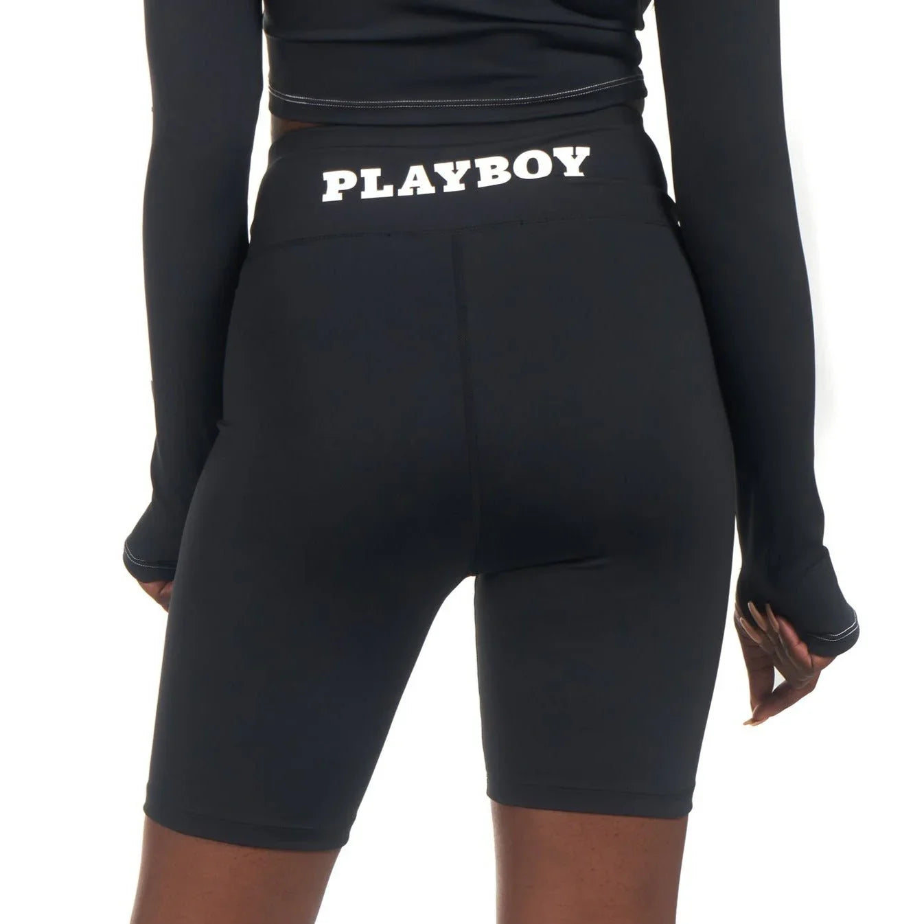 Playboy Active Tie Ruched shorts biker neri poliestere