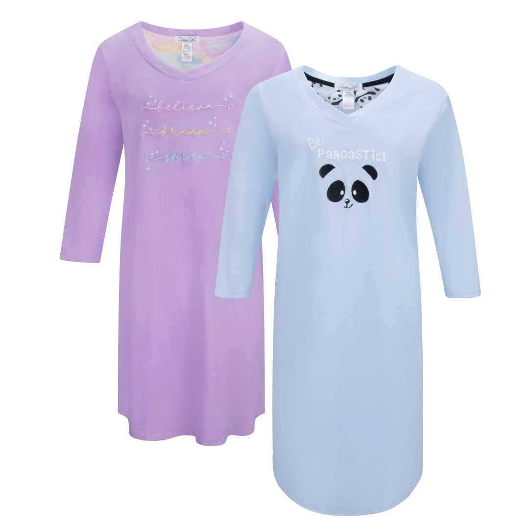 René Rofé camicia da notte cotone 3/4 grigia gufi S