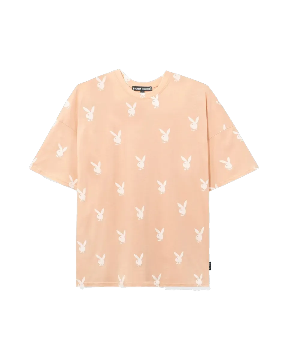 Playboy Rabbit Head abito t-shirt crema oversize